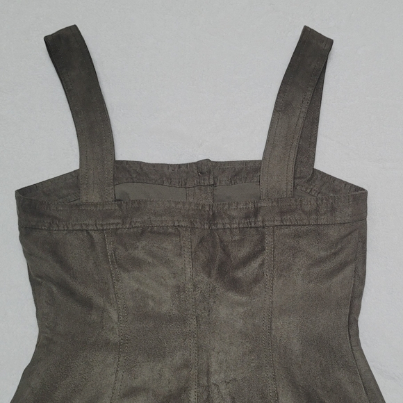 Banana Republic New Heritage Olive Green Faux Suede Button Up Mini Dress 2 - Picture 6 of 12